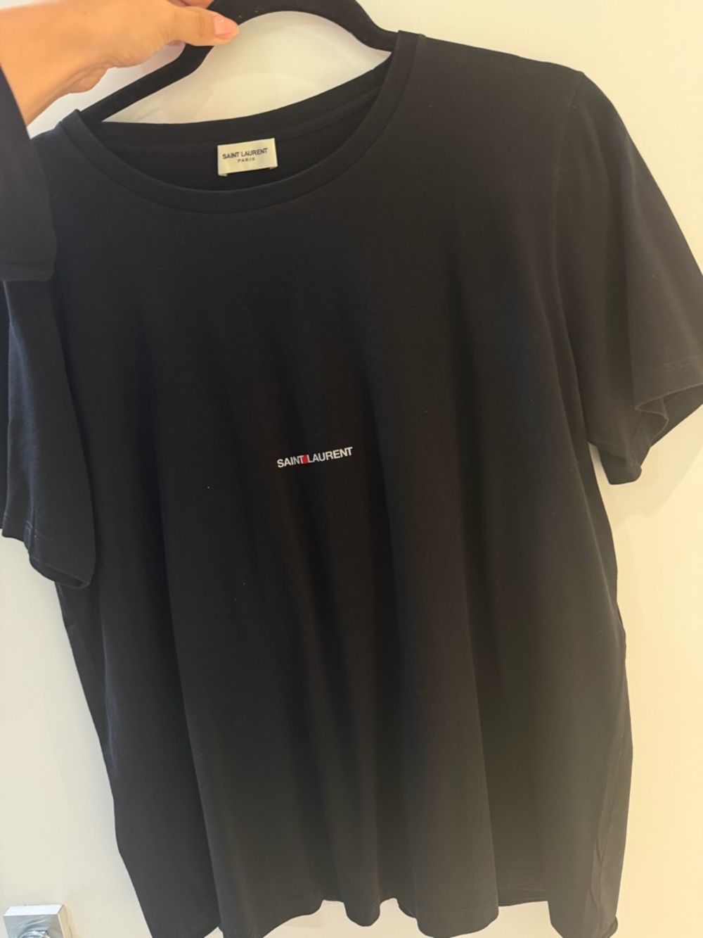 Saint Laurent Black T-Shirt with Small Center Logo